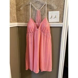 Victoria Secret Nightie Pink‎ Adjustable Straps Racer back Women's Size Large
